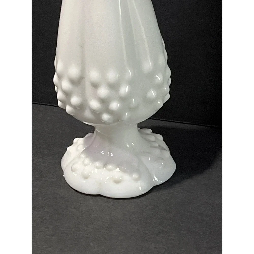 Vintage Fenton Milk Glass Hobnail Bud Vase White Footed 11 In Mid Century Decor